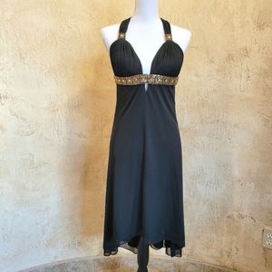 Sexy Halter Hi-Lo Dress Gold Sequins